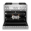 Jennair® NOIR™ 36 Dual-Fuel Professional-Style Range with Chrome-Infused Griddle and Steam Assist JDSP536HM
