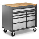 Gladiator® Premier 41 inch (104.1 cm) 9-drawer Mobile Tool Workbench with Solid Wood Top GAMT41HWJG