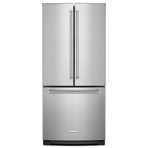 Kitchenaid® 20 cu. Ft. 30-Inch Width Standard Depth French Door Refrigerator with Interior Dispense KRFF300ESS