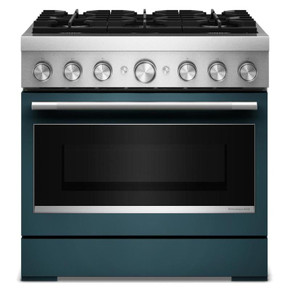 Kitchenaid® 36-Inch 6 Burner Commercial-Style Dual Fuel Range with No Preheat Air Fry Mode KFDS936SAG