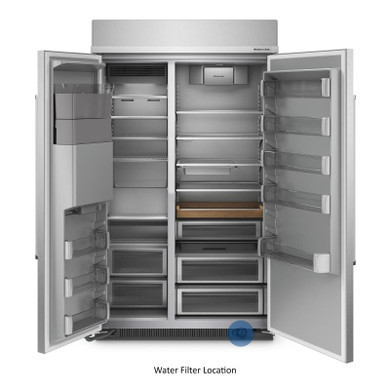 Kitchenaid® 29.4 Cu. Ft. 48" Built-In Side-by-Side Refrigerator with Ice and Water Dispenser KBSD708MSS