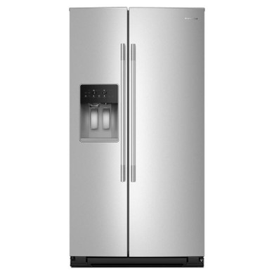 Kitchenaid® 20.8 Cu. Ft. Counter-Depth Side-by-Side Refrigerator with Exterior Ice and Water Dispenser in PrintShield™ Finish KRSC536RPS
