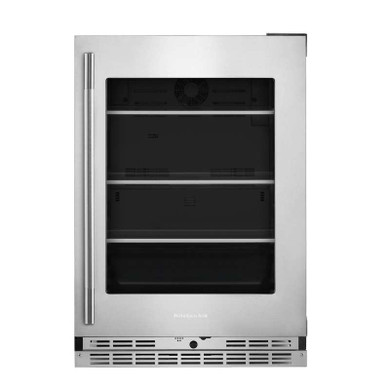 Kitchenaid® 24" Undercounter Refrigerator with Glass Door and Shelves with Metallic Accents KURR524SPS