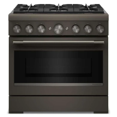 KitchenAid® 36-Inch 6 Burner Commercial-Style Dual Fuel Range with No Preheat Air Fry Mode KFDS936SBE