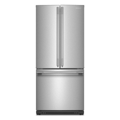 Kitchenaid® 20 cu. Ft. 30-Inch Width Standard Depth French Door Refrigerator with PrintShield® Finish and Interior Dispense KRFF330SPS