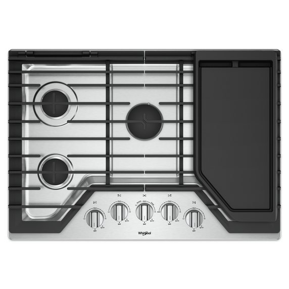 Whirlpool® 30-inch Gas Cooktop with Griddle WCG97US0HS