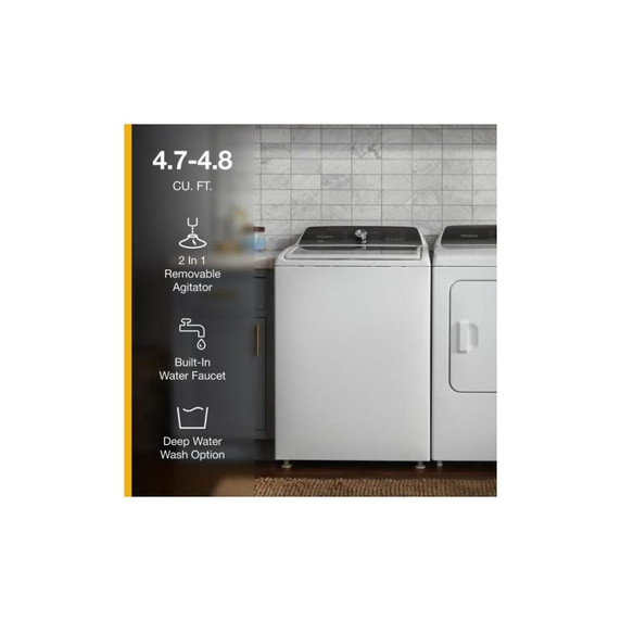 Whirlpool® 5.4 - 5.5 Cu. Ft. I.E.C. Capacity Top Load Washer with Removable Agitator WTW5057LW