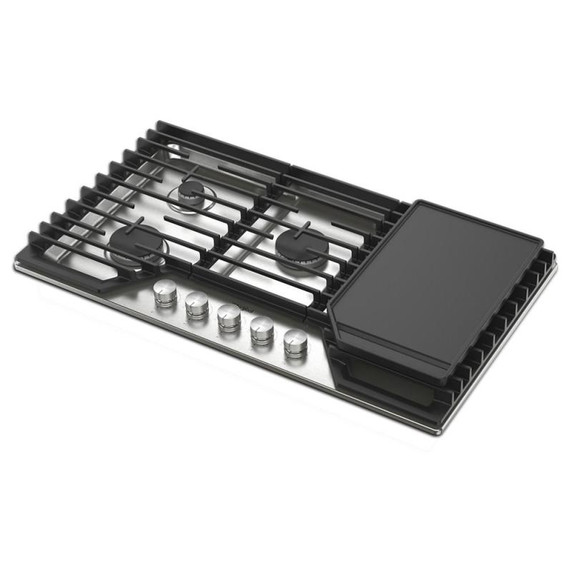 Whirlpool® 36-inch Gas Cooktop with 2-in-1 Hinged Grate to Griddle WCGK7536PS Whirlpool® 36-inch Gas Cooktop with 2-in-1 Hinged Grate to Griddle WCGK7536PS