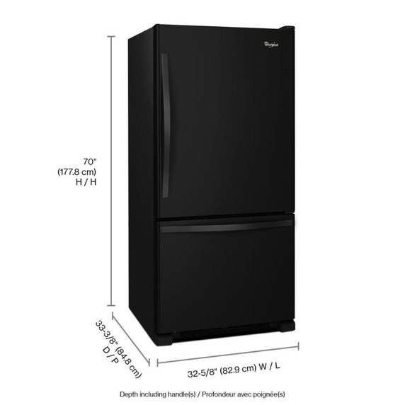 Whirlpool® 22 cu. ft. Bottom-Freezer Refrigerator with Freezer Drawer WRB322DMBB