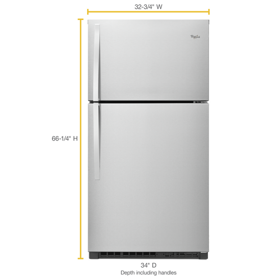 Whirlpool® 33-inch Wide Top Freezer Refrigerator - 21 cu. ft. WRT541SZDM