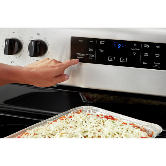 5.3 cu. ft. Whirlpool® electric range with Frozen Bake™ technology. YWFE505W0JZ