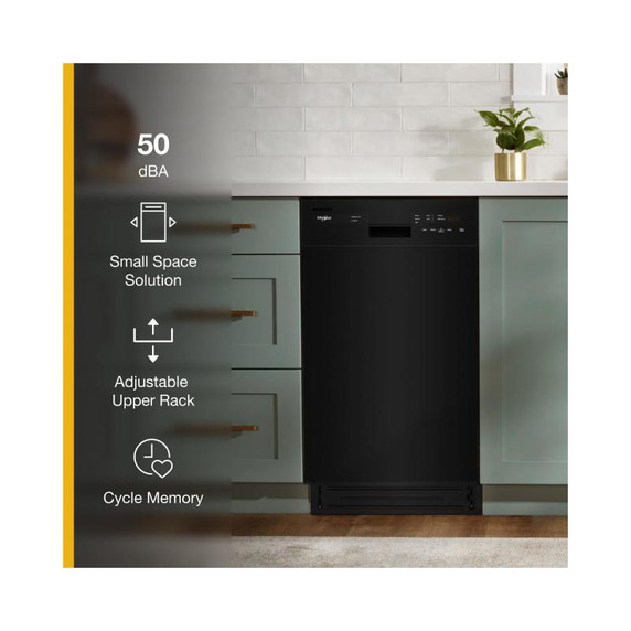 Whirlpool® Small-Space Compact Dishwasher with Stainless Steel Tub WDPS5118PB
