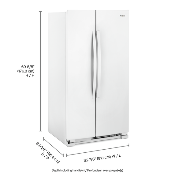 Whirlpool® 36-inch Wide Side-by-Side Refrigerator - 25 cu. ft. WRS315SNHW