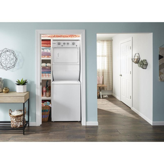 Whirlpool® 4.0 cu.ft I.E.C. Gas Stacked Laundry Center 9 Wash cycles and AutoDry™ WGT4027HW