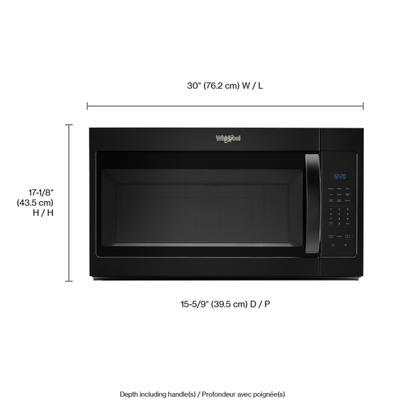 Whirlpool® 1.7 cu. ft. Microwave Hood Combination with Electronic Touch Controls YWMH31017HB