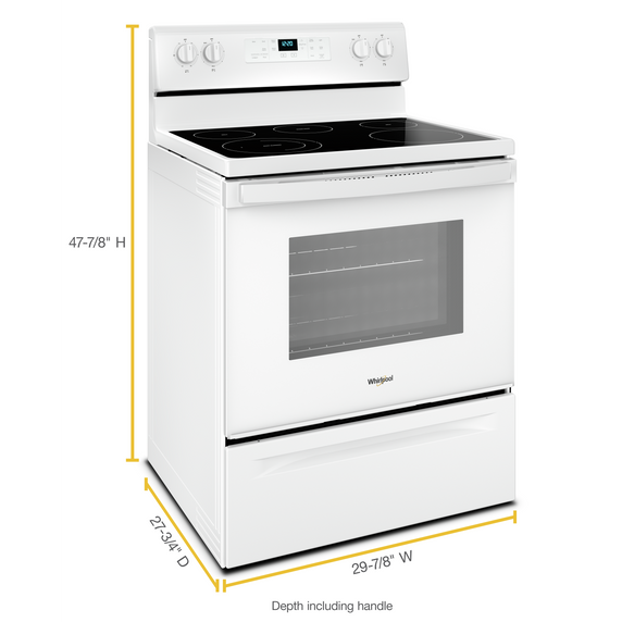 5.3 cu. ft. Whirlpool® electric range with Frozen Bake™ technology. YWFE505W0JW