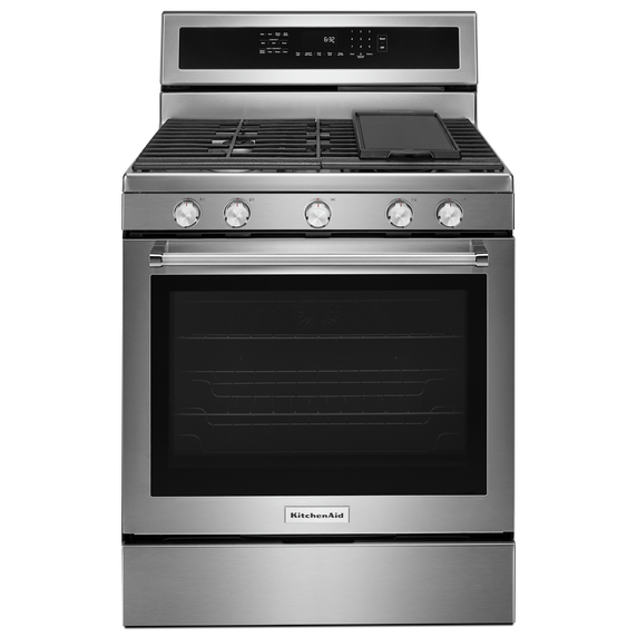 Kitchenaid® 30-Inch 5-Burner Gas Convection Range KFGG500ESS