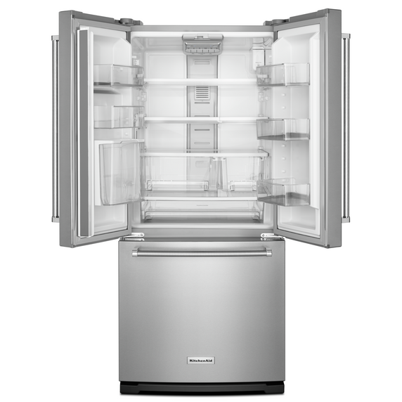 Kitchenaid® 20 cu. Ft. 30-Inch Width Standard Depth French Door Refrigerator with Interior Dispense KRFF300ESS