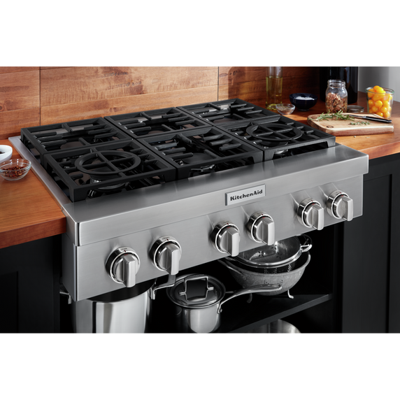 KitchenAid® 36'' 6-Burner Commercial-Style Gas Rangetop KCGC506JSS