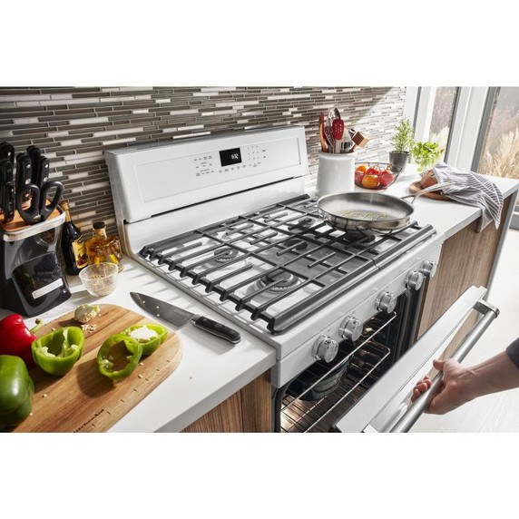 Kitchenaid® 30-Inch 5-Burner Gas Convection Range KFGG500EWH