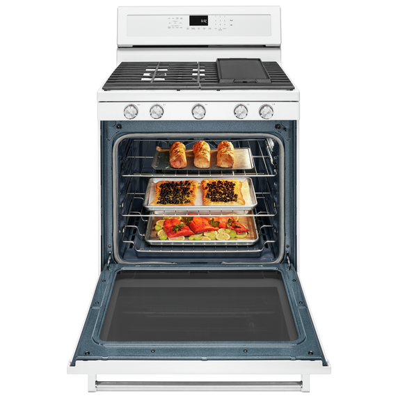 Kitchenaid® 30-Inch 5-Burner Gas Convection Range KFGG500EWH