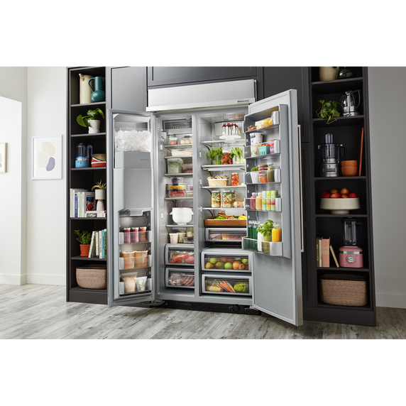 Kitchenaid® 29.4 Cu. Ft. 48 Built-In Side-by-Side Refrigerator with Ice and Water Dispenser with PrintShield™ Finish KBSD708MPS