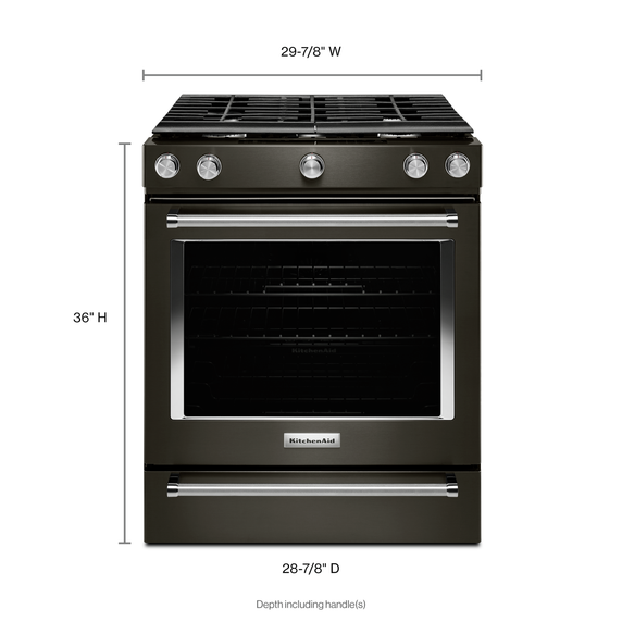 Kitchenaid® 30-Inch 5-Burner Gas Slide-In Convection Range KSGG700EBS