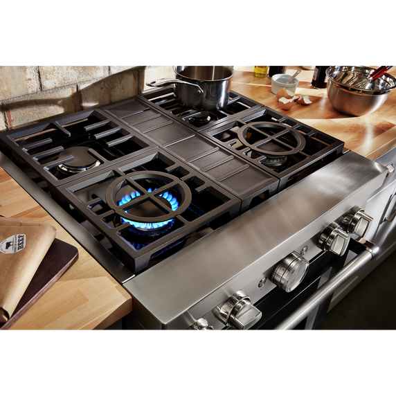 KitchenAid® 30'' Smart Commercial-Style Dual Fuel Range with 4 Burners KFDC500JBK