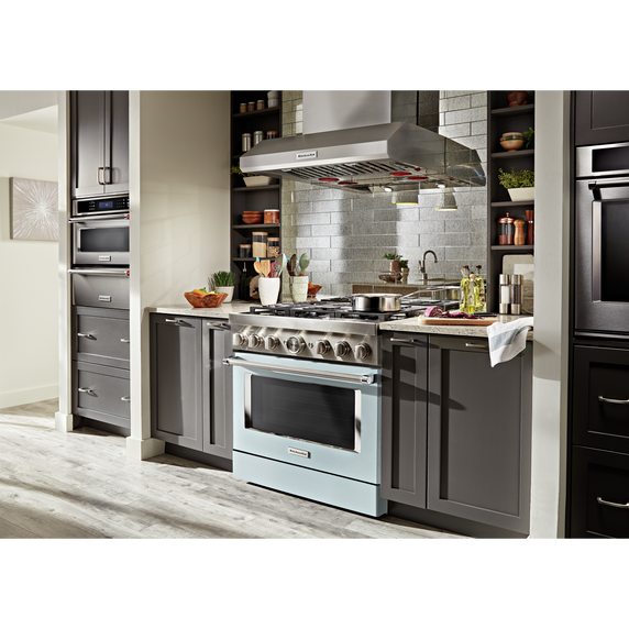 KitchenAid® 36'' Smart Commercial-Style Dual Fuel Range with 6 Burners KFDC506JMB