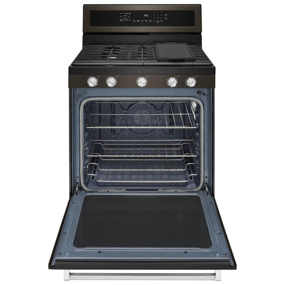 Kitchenaid® 30-Inch 5-Burner Gas Convection Range KFGG500EBS