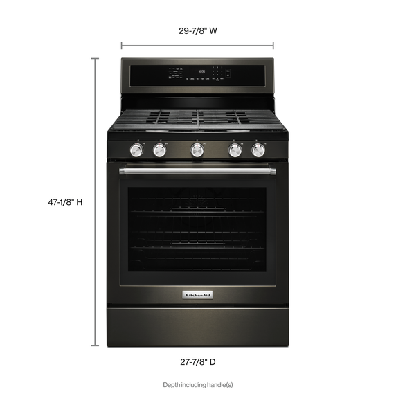 Kitchenaid® 30-Inch 5-Burner Gas Convection Range KFGG500EBS