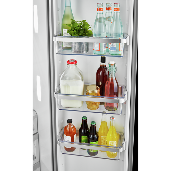 Kitchenaid® 22.6 cu ft. Counter-Depth Side-by-Side Refrigerator with Exterior Ice and Water and PrintShield™ finish KRSC703HBS