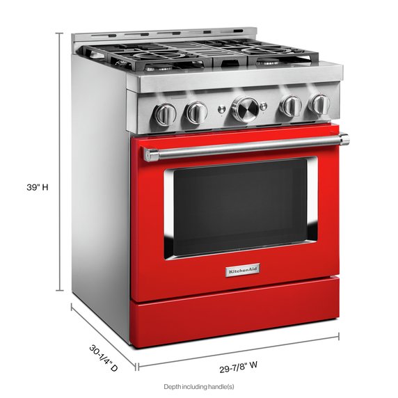 KitchenAid® 30'' Smart Commercial-Style Gas Range with 4 Burners KFGC500JPA