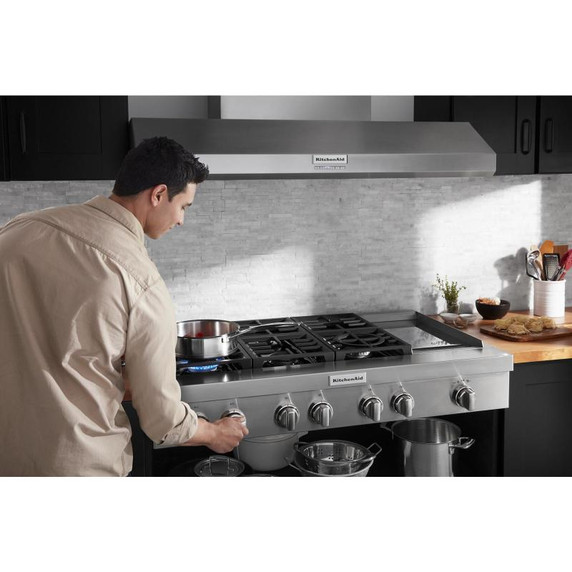 KitchenAid® 48'' 6-Burner Commercial-Style Gas Rangetop with Griddle KCGC558JSS