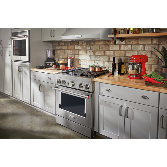 KitchenAid® 30'' Smart Commercial-Style Dual Fuel Range with 4 Burners KFDC500JSS