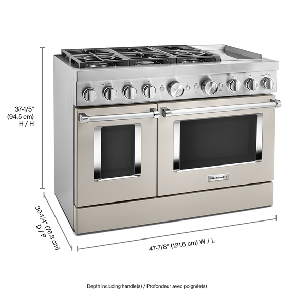 KitchenAid® 48'' Smart Commercial-Style Dual Fuel Range with Griddle KFDC558JMH