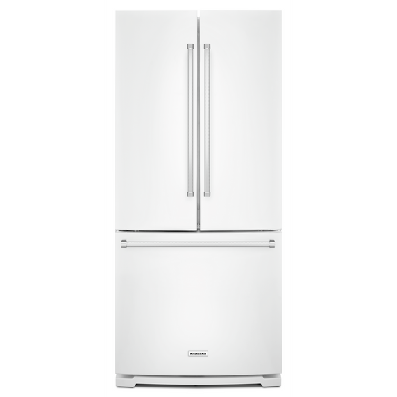 Kitchenaid® 20 cu. Ft. 30-Inch Width Standard Depth French Door Refrigerator with Interior Dispense KRFF300EWH