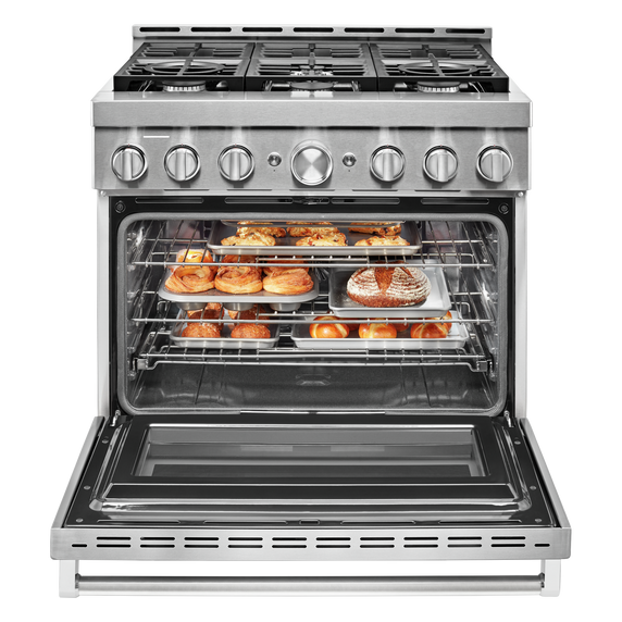 KitchenAid® 36'' Smart Commercial-Style Gas Range with 6 Burners KFGC506JSS