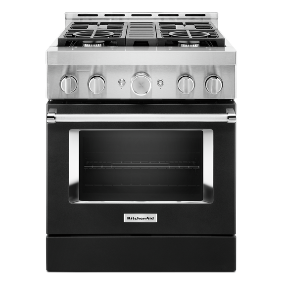 KitchenAid® 30'' Smart Commercial-Style Gas Range with 4 Burners KFGC500JBK