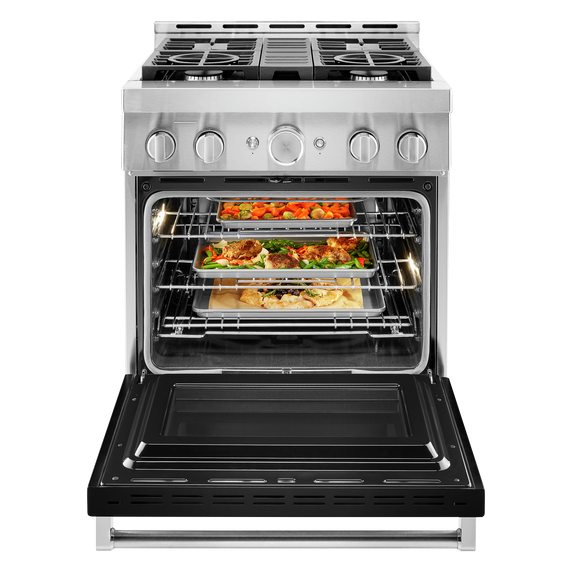 KitchenAid® 30'' Smart Commercial-Style Gas Range with 4 Burners KFGC500JBK