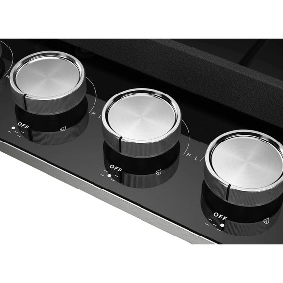 Kitchenaid® 36" Gas-on-Glass Cooktop KCGG536PBL