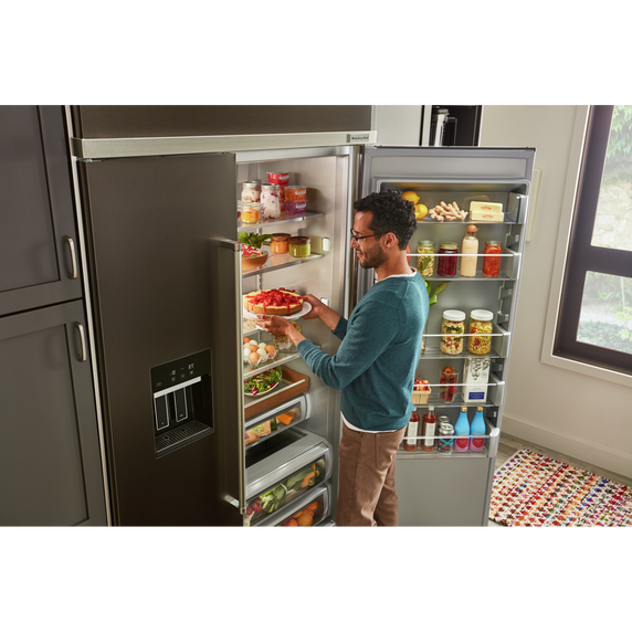Kitchenaid® 29.4 Cu. Ft. 48 Built-In Side-by-Side Refrigerator with Ice and Water Dispenser and PrintShield™ Finish KBSD708MBS