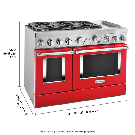 KitchenAid® 48'' Smart Commercial-Style Dual Fuel Range with Griddle KFDC558JPA