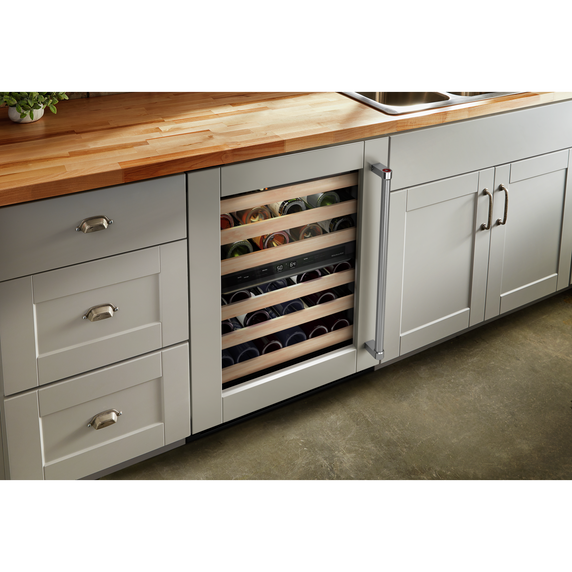 Kitchenaid® 24 Panel-Ready Undercounter Wine Cellar with Wood-Front Racks KUWL214KPA