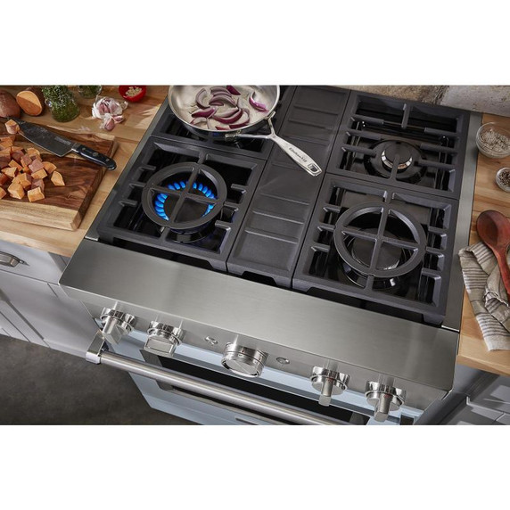 KitchenAid® 30'' Smart Commercial-Style Dual Fuel Range with 4 Burners KFDC500JMB
