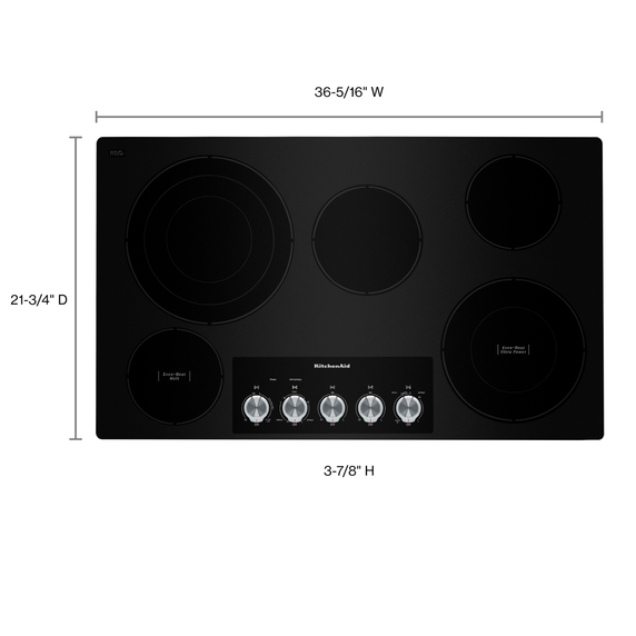 Kitchenaid® 36 Electric Cooktop with 5 Elements and Knob Controls KCES556HBL