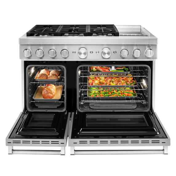 KitchenAid® 48'' Smart Commercial-Style Dual Fuel Range with Griddle KFDC558JSS