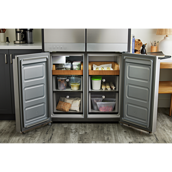 Kitchenaid® 19.4 cu. ft. 36-inch wide Counter-Depth 4-Door Refrigerator with PrintShield™ Finish KRQC506MPS