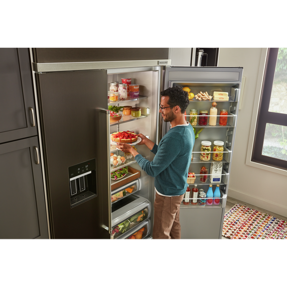 Kitchenaid® 24 Undercounter Refrigerator with Glass Door and Shelves with Metallic Accents and PrintShield™ Finish KURR314KBS