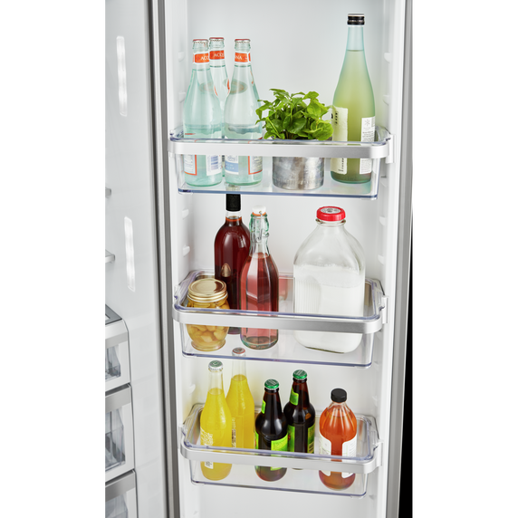 Kitchenaid® 19.9 cu ft. Counter-Depth Side-by-Side Refrigerator with Exterior Ice and Water and PrintShield™ finish KRSC700HBS